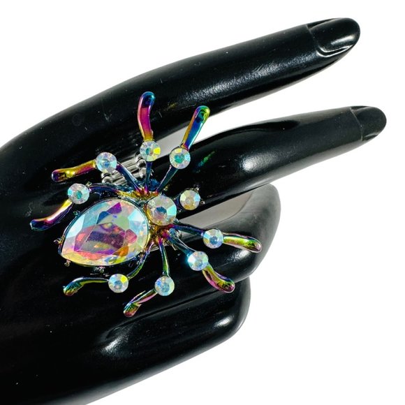 Beautiful Aurora Borealis giant spider ring adjustable NEW - Picture 2 of 4